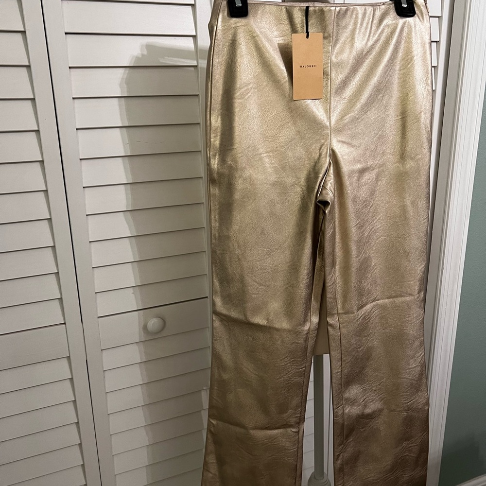 NWT Halogen Metallic Gold Trousers